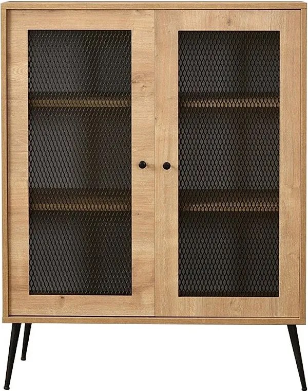 Elegancka dębowa komoda, 90 x 40 x 110 cm | Płyta wiórowa 100% z licową powłoką | Idealna do nowoczesnych salonów i jadalni