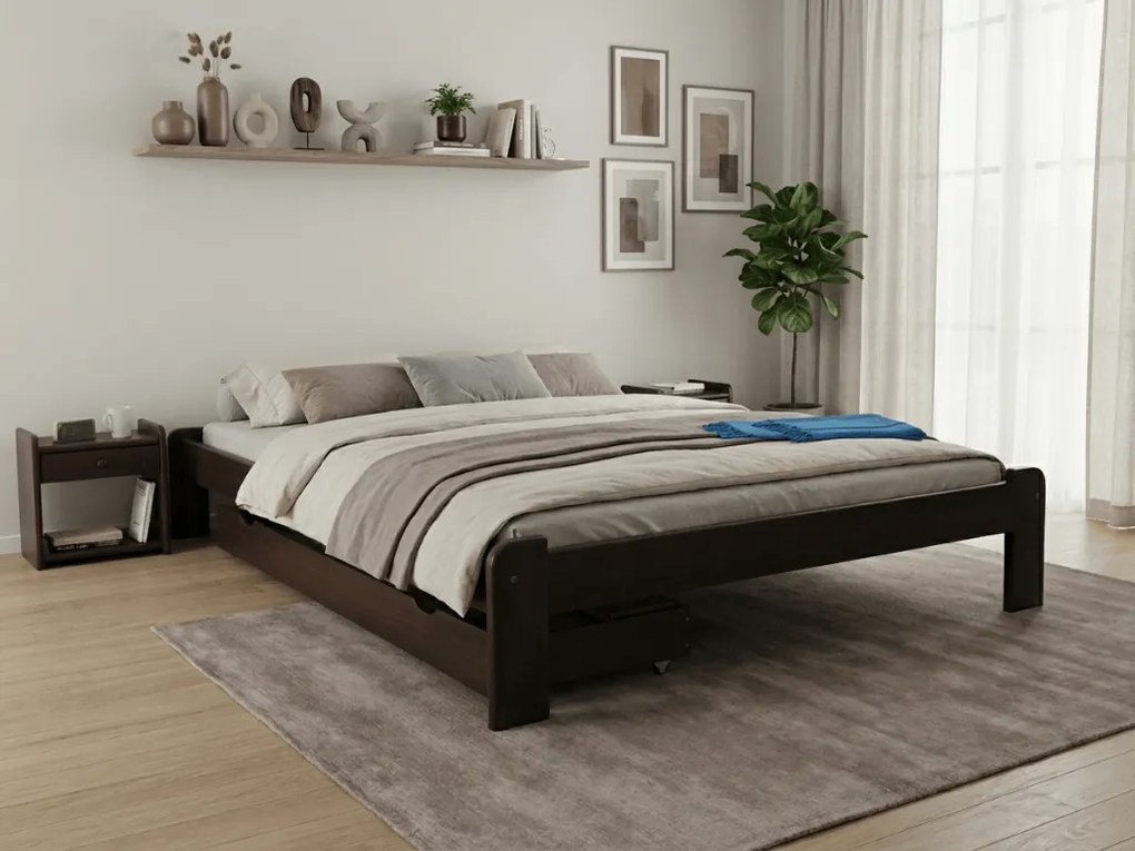 Łóżko ADA 180 x 200 cm, orzech Stelaż: Ze stelażem listwowym rolowanym, Materac: Materac Deluxe 10 cm