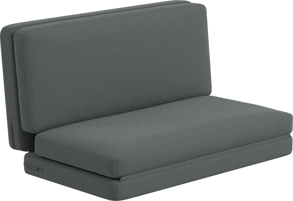 HOMCOM 3-w-1 Składany Fotel Relaksacyjny, Materac dla Gości, Dzielony, Szerokość 138 cm, Ciemnoszary