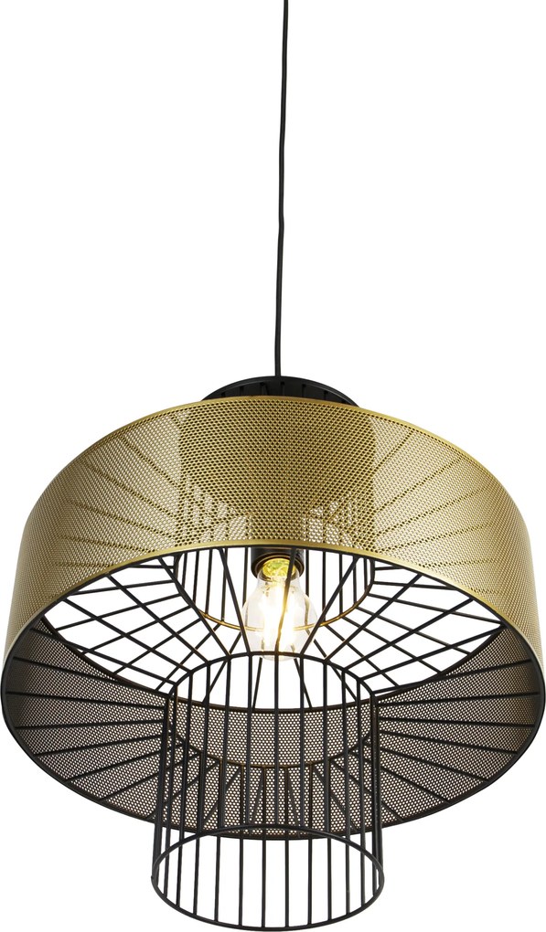 Designerska lampa wisząca złota z czarną 40 cm - Tess