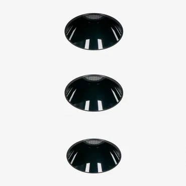 Pack 3 Wpuszczanych Downlightów Led Bezramkowych Trimless, Okrągłych Ø6,8 Cm Z Aluminium Luisiana Czarna & 38º & Białe Zimne Światło 4000k & 11 W -
