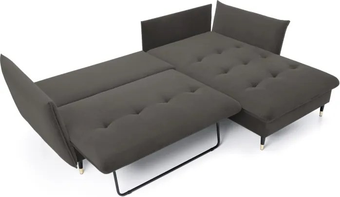 Narożnik GLAM Prawostronny z funkcją spania, zestaw z poduszkami wolnostojący tkanina RIVIERA 95 Ciemny szary DOMO HOME