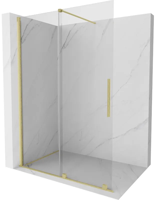 Mexen Velar ścianka prysznicowa rozsuwana Walk-in 160 x 200 cm, transparent 8 mm, złota szczotkowana - 871-160-000-03-55