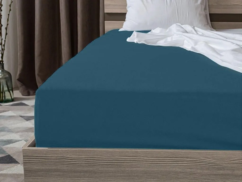 PrzytulneMieszkanie.pl Prześcieradło jersey HIGHFIT morski 200 x 220 cm