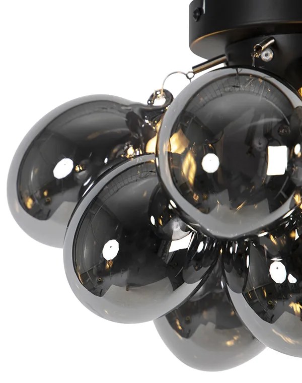 Designerska lampa sufitowa czarna z przydymionym szkłem 3-światła - UvasDesignerski Oswietlenie wewnetrzne