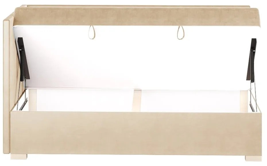 Beżowe narożne łóżko dziecięce ze schowkiem i materacem 90x200 cm Flexi – Ghado