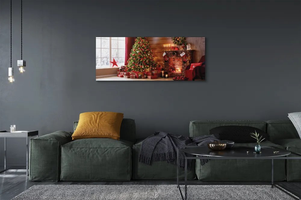 Obraz na płótnie Choinki, Prezenty, Dekoracje i Kominek