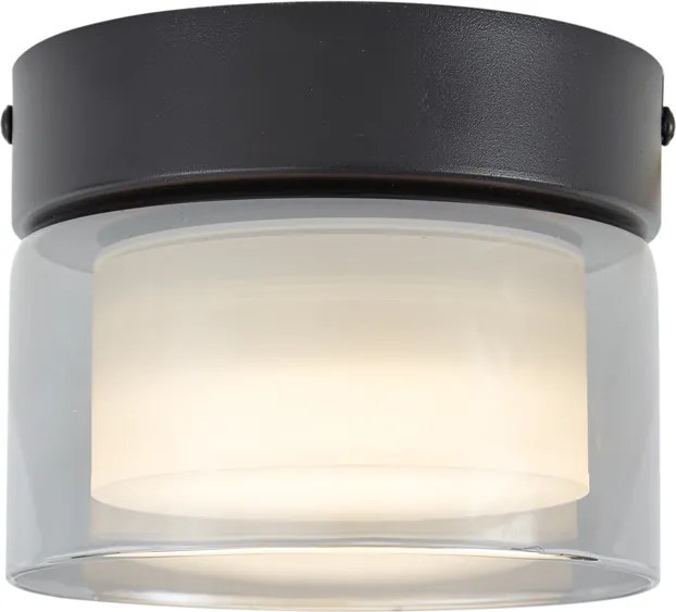 Nowoczesna lampa sufitowa czarna z przydymionym szkłem - Puck