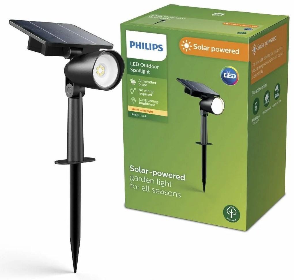 Philips Ashlyn UltraEfficient zewnętrzny reflektorLED do podłoża 1,4 W 150 lm 2700 K IP44, czarny