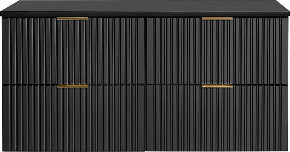 Szafka podwójna podumywalkowa czarna mat 120 x 46 cm ASTROS Black z blatem