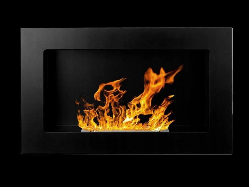 Kominek na bioetanol Pisa Black ścienny lub do zabudowy, dł. 65 x gł. 12 x wys. 40