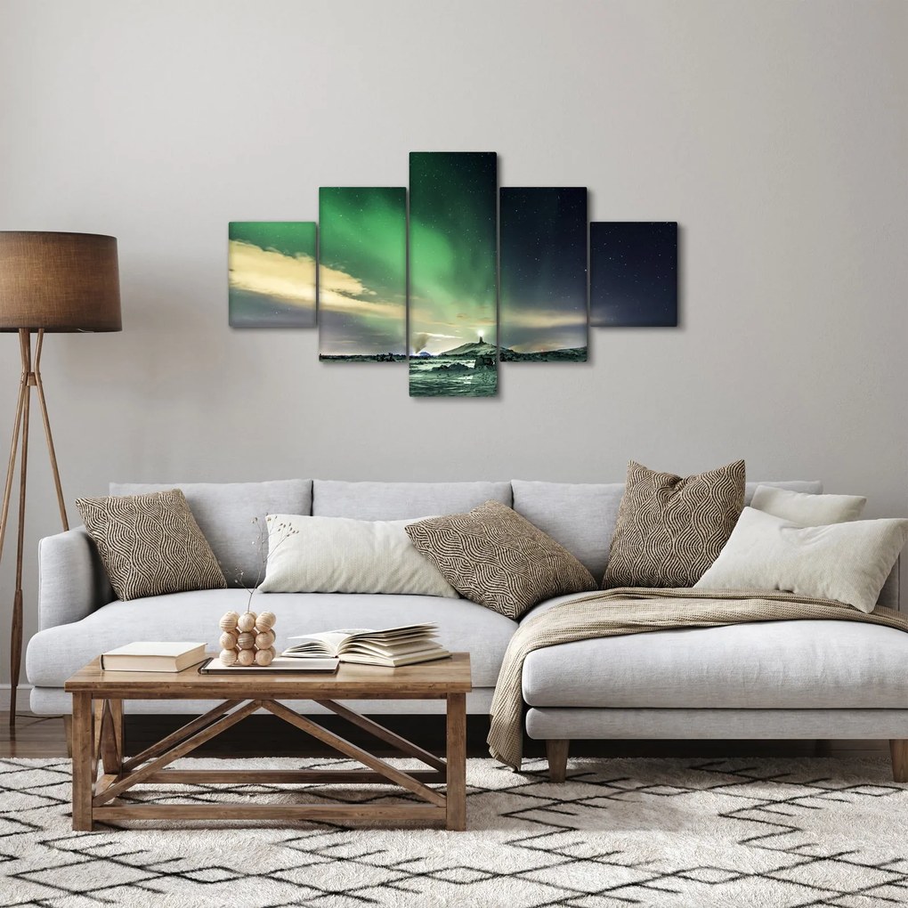 Obraz zorzy polarnej (125x70 cm)