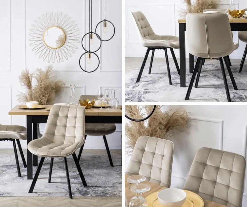 Aksamitne krzesło z lamówką Rick