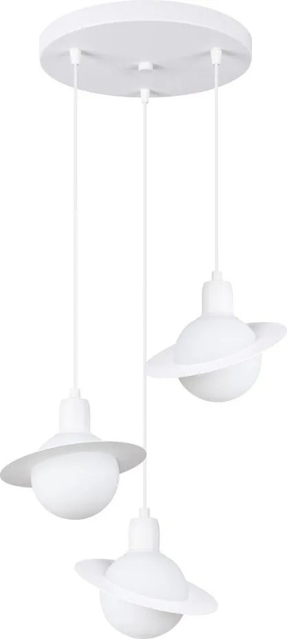 Biały żyrandol dziecięcy ze szklanym kloszem ø 32 cm Mab – Sollux