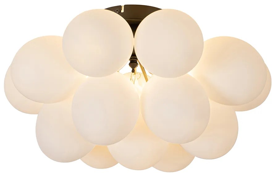 Plafon / Lampy sufitowe art deco czarny z opalowym szkłem 4-źródła światła - UvasDesignerski Oswietlenie wewnetrzne