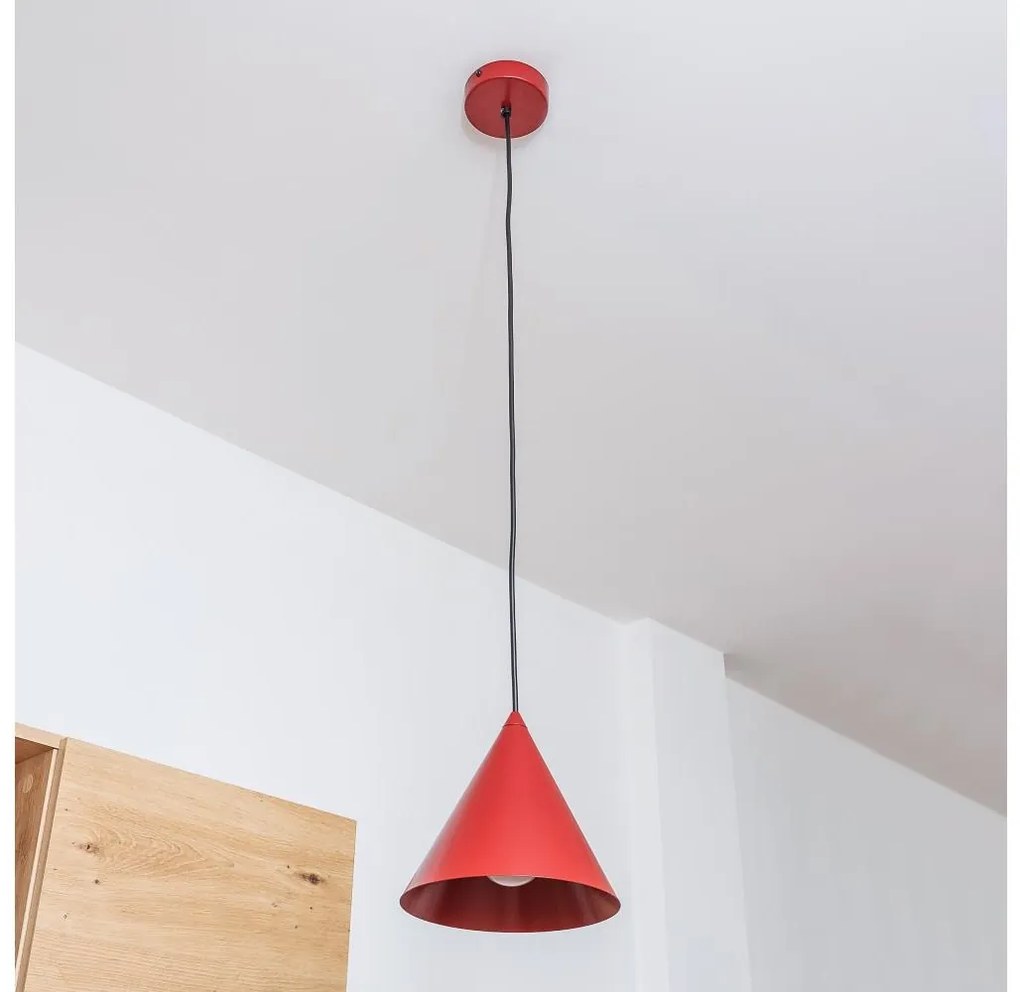 Lampa wisząca ETNA II na przewodzie 1xE27/15W/230V Ø 18,5 cm czerwona