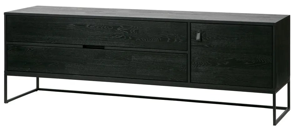 Czarna szafka pod TV z litego drewna jesionowego 180x61x44 cm Silas – WOOOD