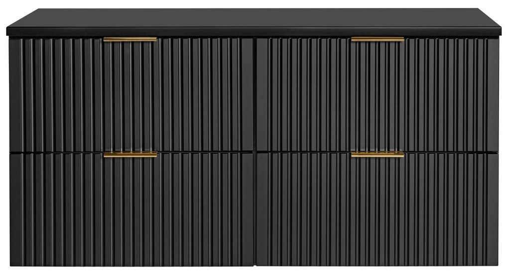 Szafka podwójna podumywalkowa czarna mat 120 x 46 cm ASTROS Black z blatem
