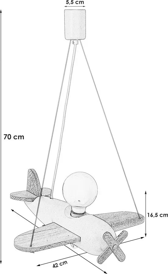 Niebieska lampa wisząca dziecięca samolot - S201-Velori