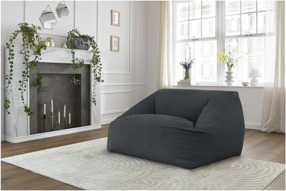 Ciemnoszary sztruksowy worek do siedzenia Lilibet – Bobochic Paris