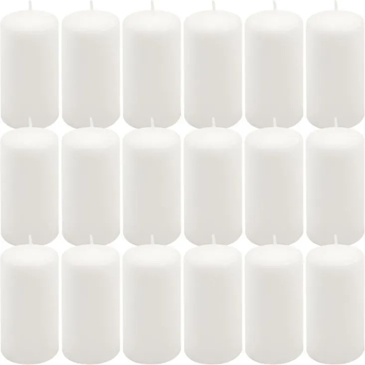 Zestaw świec filarowych, 11,5 cm, Ø 6 cm, białe, 18 szt.