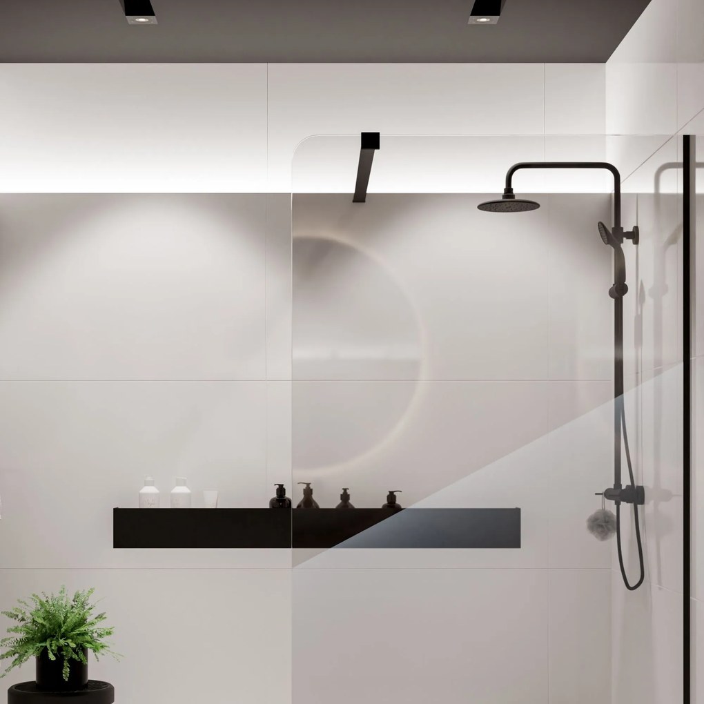 Ścianka prysznicowa WALK IN FIX przezroczysta 8 mm MOLIS NATURE clear Round MASSI I Różne rozmiary : Kolor profili kabiny - złoty szczotkowany, Szerokość ścianki - 90 cm , Typ montażu - WALK in FIX (Do ściany)