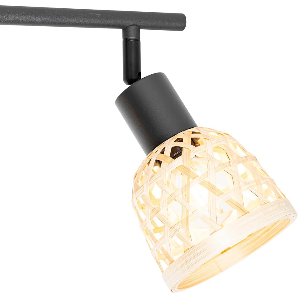 Orientalny reflektor czarny z bambusem 3-światła - Rayan