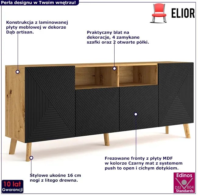 Długa komoda do salonu - Opix 4X
