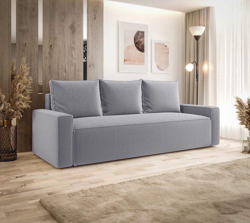 Jasnoszara sztruksowa sofa rozkładana H9-F18