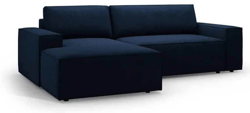 Ciemnoniebieski rozkładany narożnik z materiału bouclé (lewostronny) Jodie – Micadoni Home