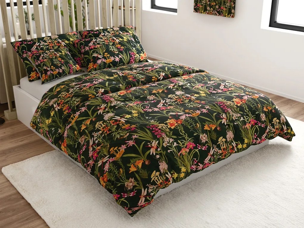 PrzytulneMieszkanie.pl PrzytulneMieszkanie.pl Pościel z mikrofibry MYSTIC GARDEN ciemnozielona Rozmiar pościeli: 2 szt 70 x 90 cm | 200 x 220 cm