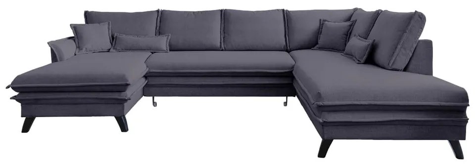 Antracytowa rozkładana sofa w kształcie litery "U" Miuform Charming Charlie, prawostronna