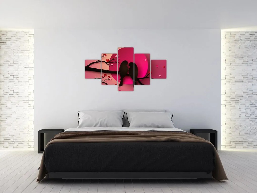 Obraz - Zakochane ptaki (125x70 cm)