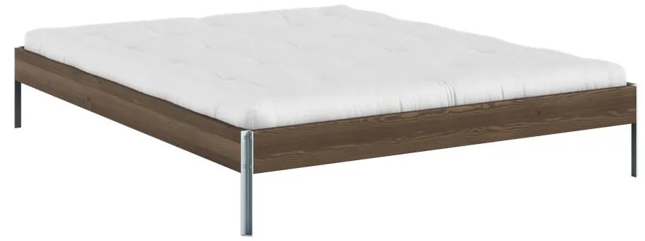 Brązowe łóżko dwuosobowe z litego drewna sosnowego ze stelażem 160x200 cm Core – Karup Design