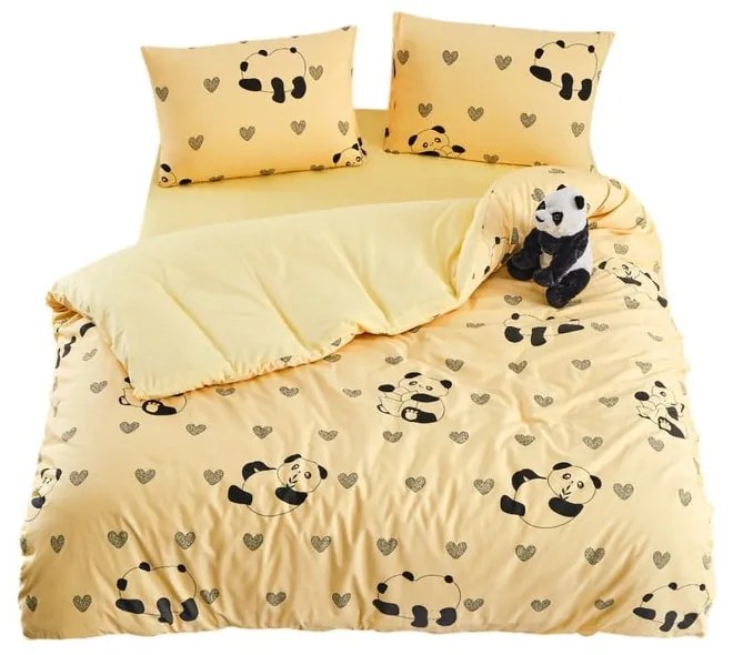 Żółta pościel jednoosobowa z prześcieradłem/3-częściowa 160x220 cm Panda – Mila Home