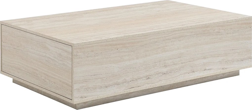 Stolik kawowy z 2 szufladami z MDF - szer. 120 cm - Efekt beżowego trawertynowego - ANTRIM