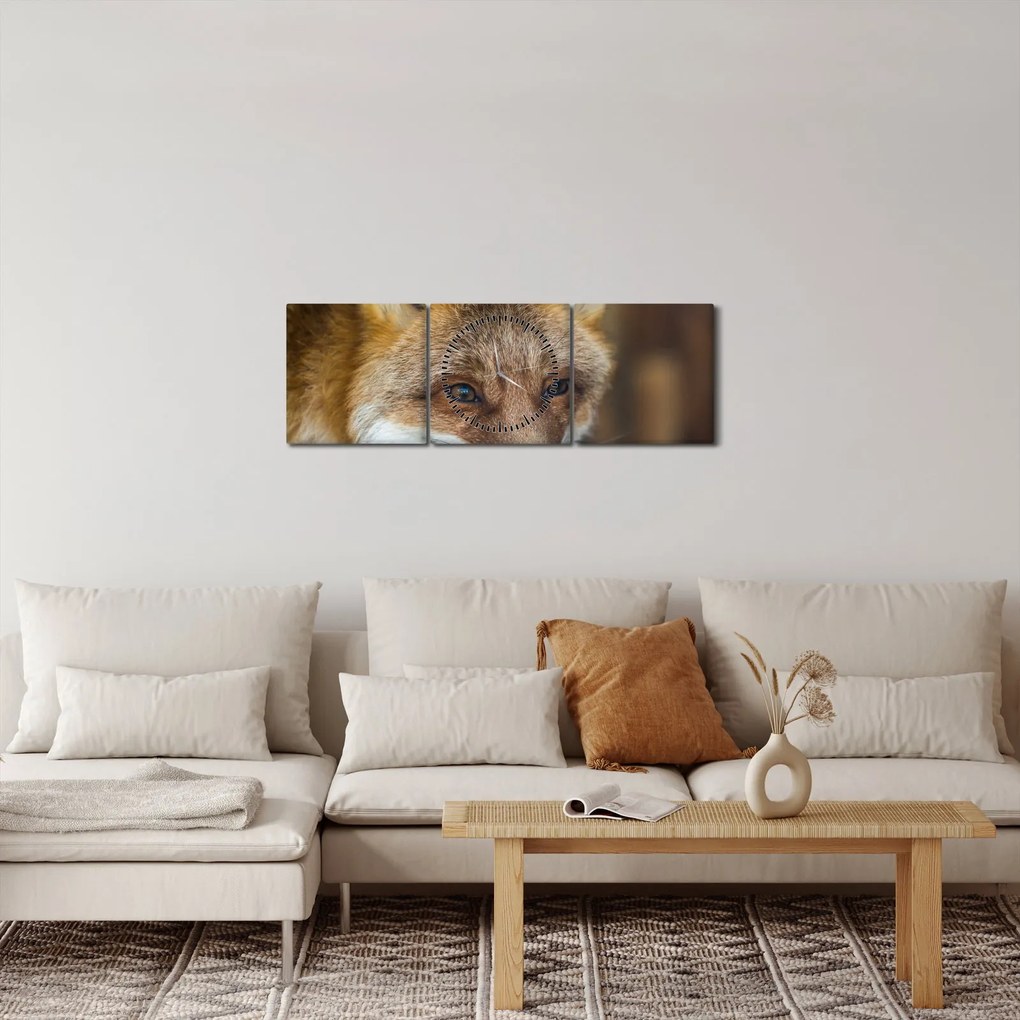 Obraz lisa (z zegarem) (90x30 cm)