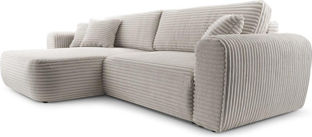 Masseno Narożnik VIVA z funkcją spania i pojemnikiem na pościel Narozniki L, Rozkładana sofa - Szary, TILIA 86