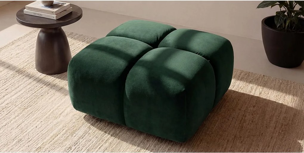 Pufa, podnóżek, tkanina welurowa Bluvel, Zielony, Averro
