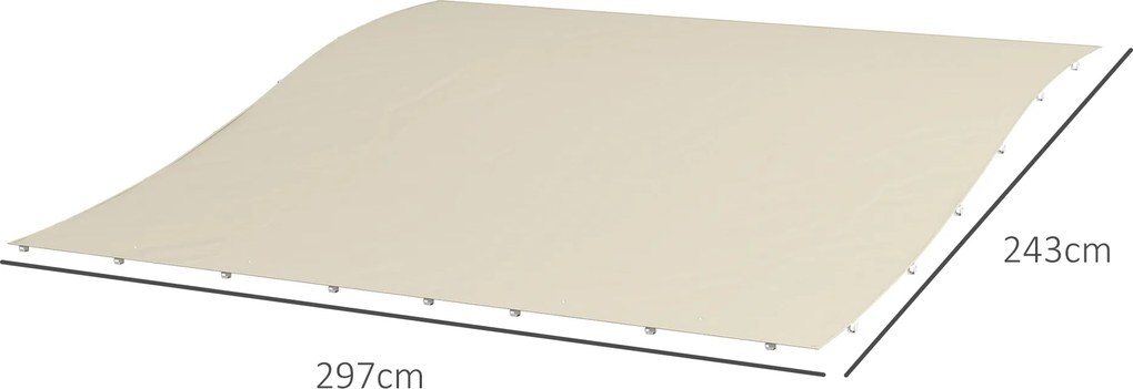 Outsunny Zastępczy Daszek do Markizy - z Płachtą Odporną na Warunki Atmosferyczne, 297 cm x 243 cm, Beżowy
