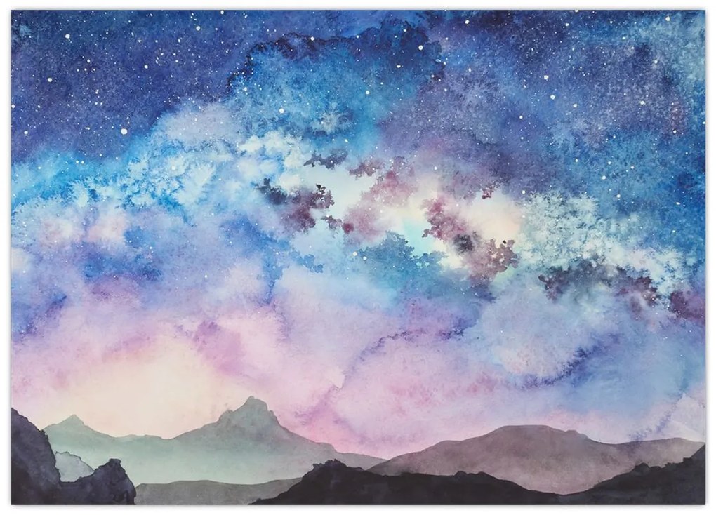 Obraz na szkle - Droga Mleczna, akwarela (70x50 cm)