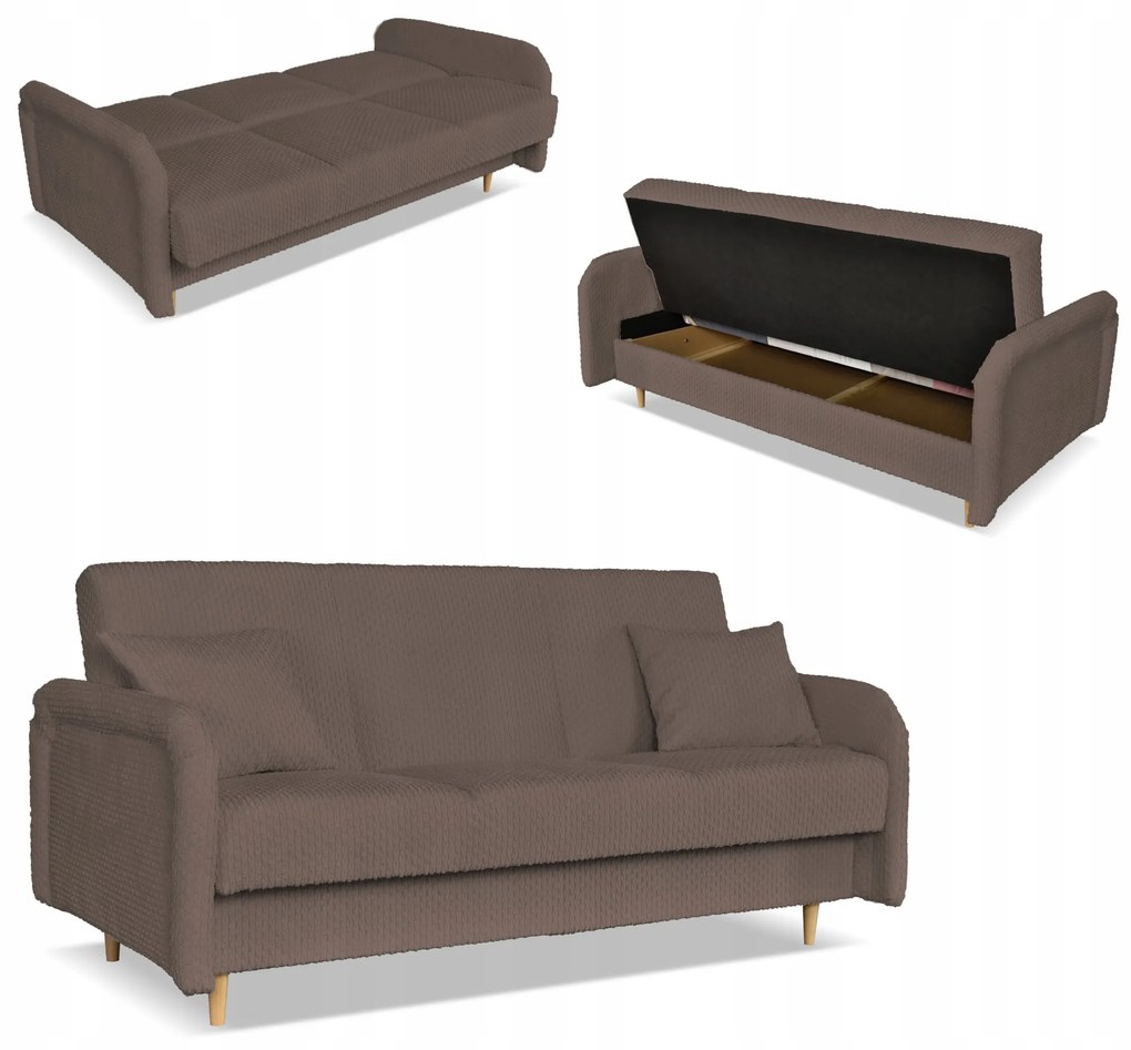Kanapa sofa Merivo rozkładana wersalka f spania pojemnik Family brązowa