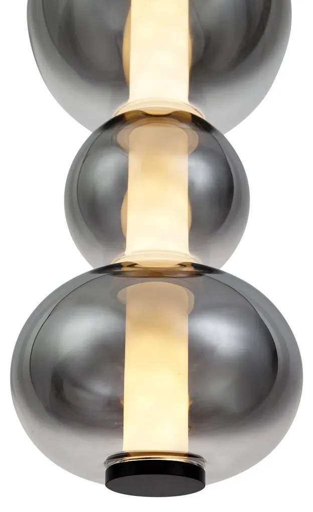 Lampa wisząca Art Deco czarna z przydymionym i przezroczystym szkłem 3-źródłowa z LED - Lizzy ArtDeco Oswietlenie wewnetrzne