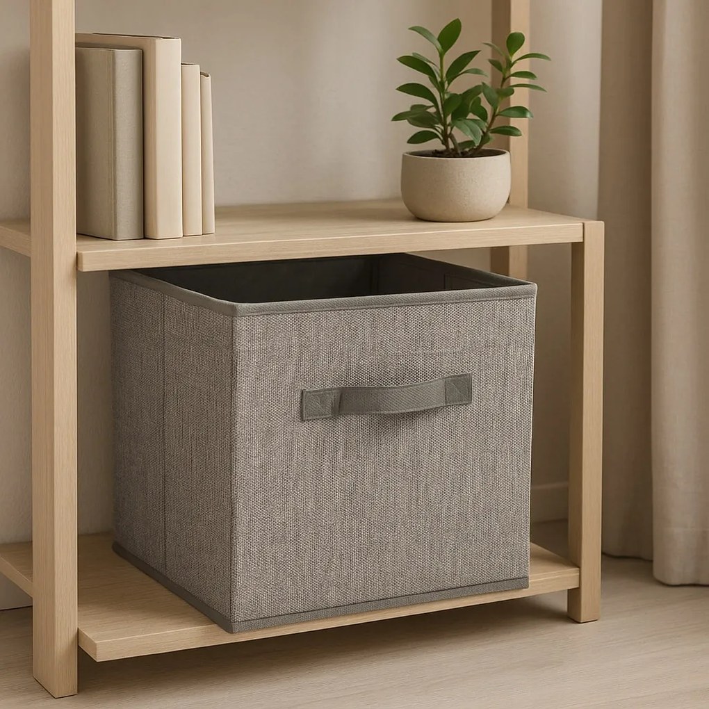 Organizer Tekstylny Kolor Szary Pudełko kosz 31x31x31 cm do Szafy Garderoby