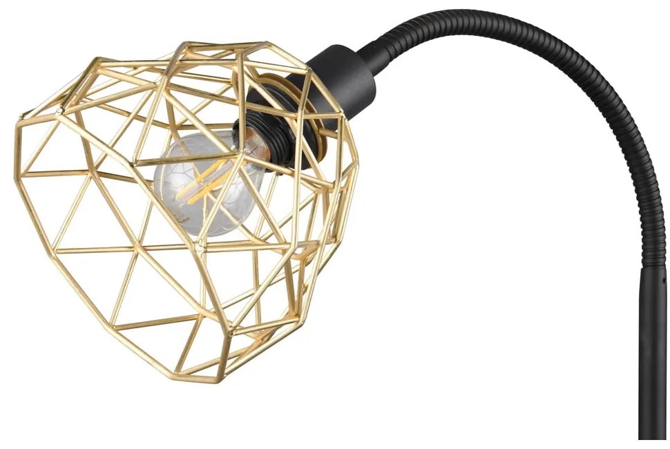 Lampa stojąca w czarno-złotym kolorze z metalowym kloszem (wys. 180 cm) Haval – Trio