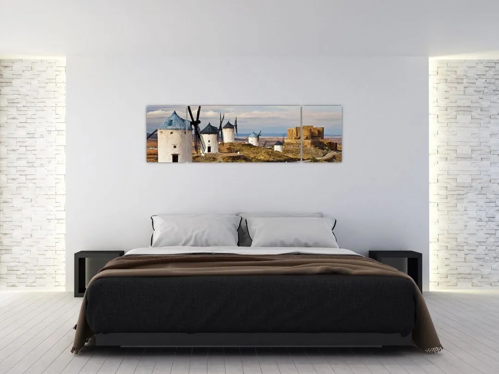 Obraz - Wiatraki Consuegra, Hiszpania (170x50 cm)