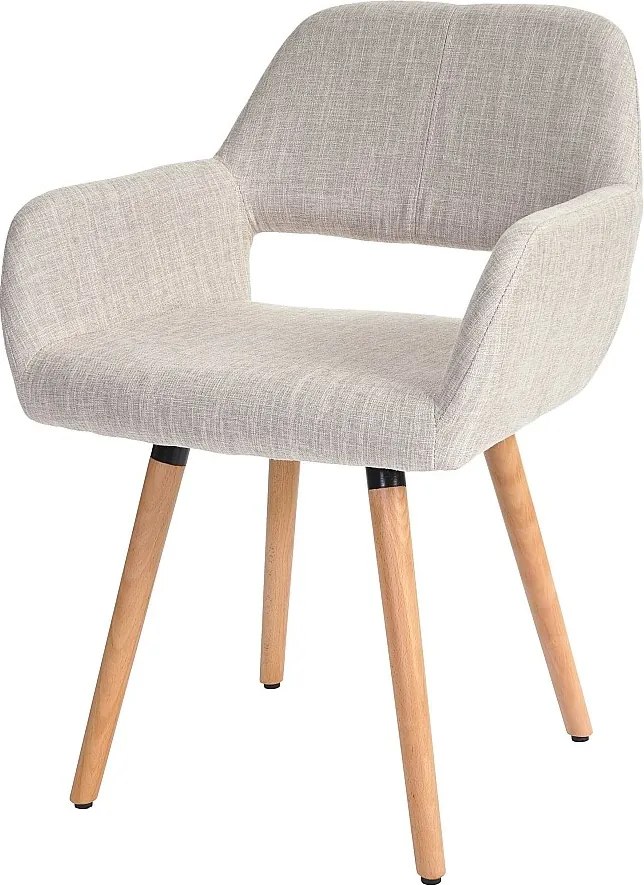 Krzesło do jadalni MCW-A50 II,  tekstylny, kremowy/szary, jasne nogi