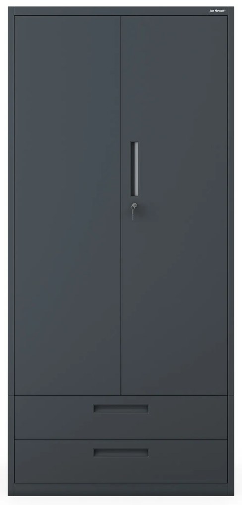 Szafa metalowa MEGAN – antracytowa, szuflada podwójna, 195 cm