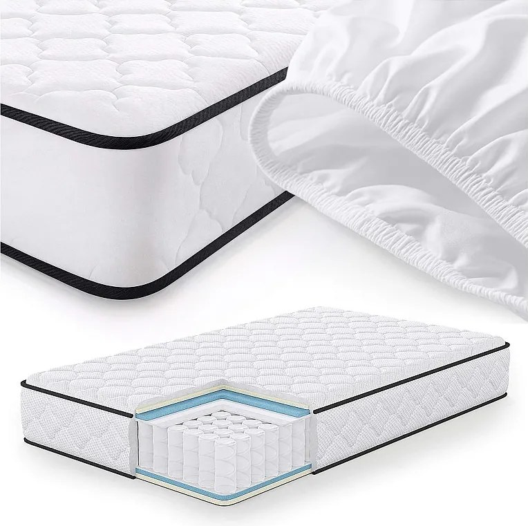 Materac sprężynowy z ochraniaczem AKORD 7-strefowy H3 120x200 cm