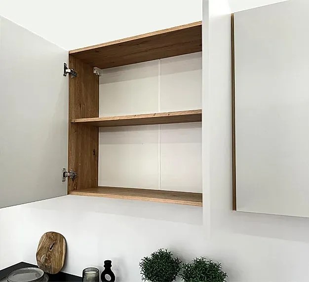 Komplet narożnych szafek kuchennych 260 cm dąb artisan + szary T5-E29